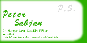 peter sabjan business card